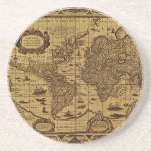Dessous De Verre En Grès Vieille carte antique du monde