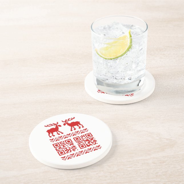 Dessous De Verre En Grès Vilain Sweater QR Code Bonne année! (Côté)