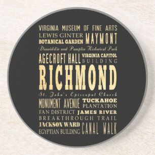 Dessous De Verre En Grès Ville de Richmond si art de typographie de la