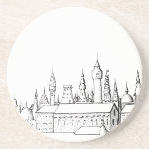 Dessous De Verre En Grès ville fabuleuse . artwork . noir et blanc