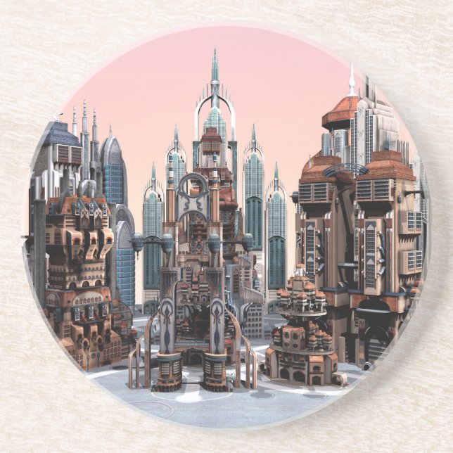 Dessous De Verre En Grès Ville futuriste (Devant)