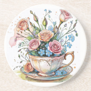 Dessous De Verre En Grès Vin floral Motif - Aquarelle douce Boho art