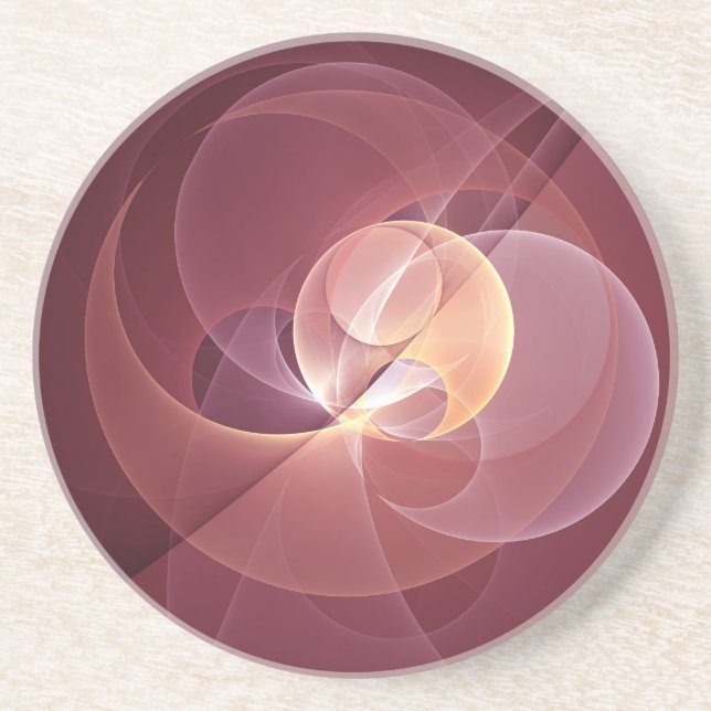 Dessous De Verre En Grès Vin moderne élégant Abstrait Art fractal rouge (Devant)