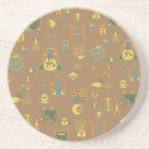 Dessous De Verre En Grès Vintage Art Witchy