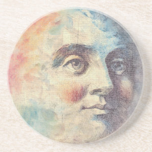 Dessous De Verre En Grès Vintage céleste Homme dans la Lune