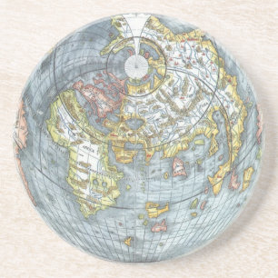 Dessous De Verre En Grès Vintage Coeur en forme d'antiquité carte du monde 