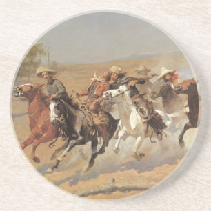 Dessous De Verre En Grès Vintage Cowboys, une touche pour le bois par Remin