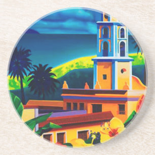 Dessous De Verre En Grès Vintage Cuba