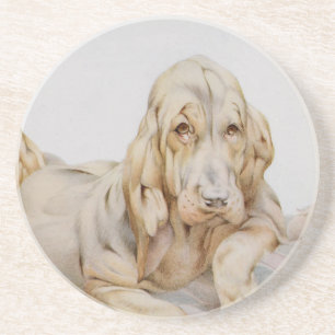 Dessous De Verre En Grès Vintage Cute Bloodhounds, Puppy Dogs by EJ Detmold