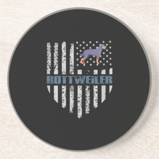 Dessous De Verre En Grès Vintage Flag American Rottweiler