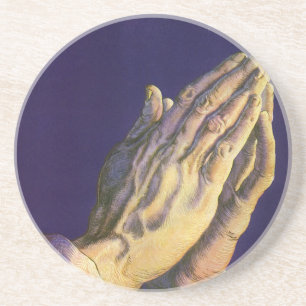 Dessous De Verre En Grès Vintage Hands Praying with Star of Bethlehem