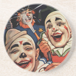 Dessous De Verre En Grès Vintage Humor, Laughing Circus Clowns and Police
