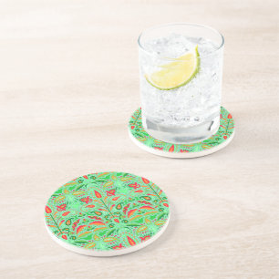 Dessous De Verre En Grès Vintage : jardin floral Art nouveau