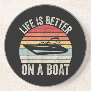 Dessous De Verre En Grès Vintage Life is Better On A Boat Captain Boat P