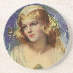 Dessous De Verre En Grès Vintage mariée tenant une Bible, Mariage religieux