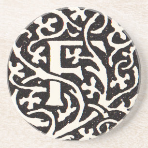 Dessous De Verre En Grès Vintage Monogram F Art Nouveau Letter