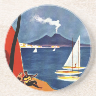 Dessous De Verre En Grès Vintage Napoli Voyage Amour Romance