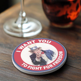 Dessous De Verre En Grès Vintage Oncle Sam JE VOUS VEUX