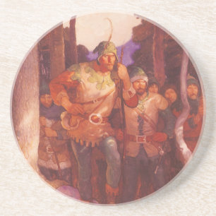 Dessous De Verre En Grès Vintage Robin des Bois et ses Joyeux Hommes par NC