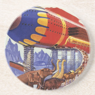 Dessous De Verre En Grès Vintage Science Fiction, Noah's Ark Wild Animals