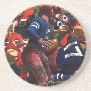 Dessous De Verre En Grès Vintage Sports Football Player Quarterback in Game