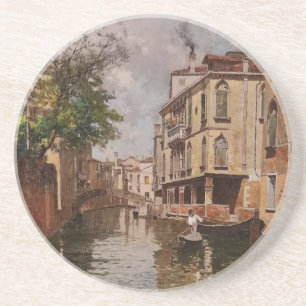 Dessous De Verre En Grès Vintage Venise Antonio Leto Canal vénitien