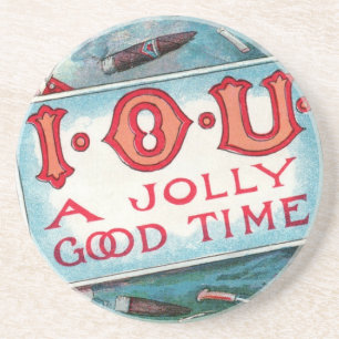 Dessous De Verre En Grès Vintage Vices Party, Jeu Boire Fumer