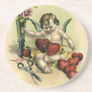 Dessous De Verre En Grès Vintage Victorien Valentine's Day Angel Seamstress