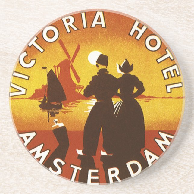 Dessous De Verre En Grès Vintage voyage, Victoria Hotel, Amsterdam, Holland (Devant)