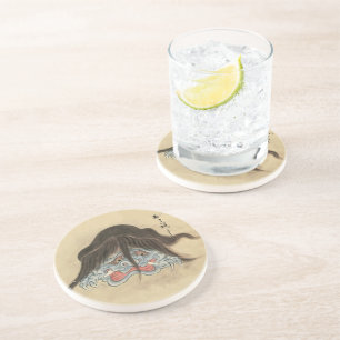 Dessous De Verre En Grès Vintage Yokai Otoroshi - Monstre Japonais