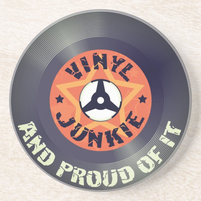 Dessous De Verre En Grès Vinyl Junkie - Et Fière de ça (Devant)