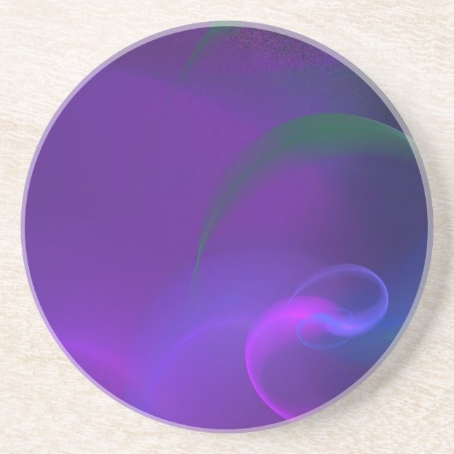Dessous De Verre En Grès Violet envahi par bleu rose et vert (Devant)