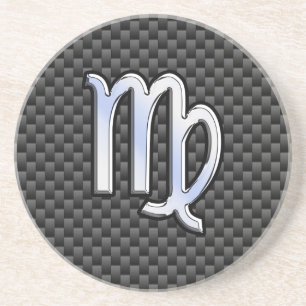 Dessous De Verre En Grès Virgo Zodiac Signal Charbon Fibres Carbone Impress