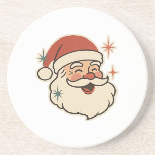 Dessous De Verre En Grès Visage rétro du Père Noël – Fêtes de Noël vintage