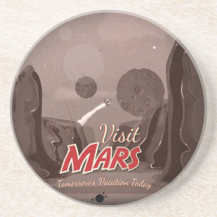 Dessous De Verre En Grès Visite Affiche Mars Vintage