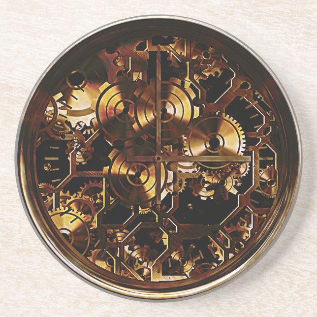 Dessous De Verre En Grès Vitesses d'horloge de Steampunk (Devant)