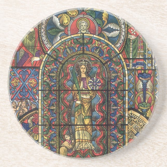 Dessous De Verre En Grès Vitrail d'église, architecture vintage (Devant)