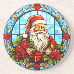 Dessous De Verre En Grès Vitrail Père Noël ornement de Noël-67672