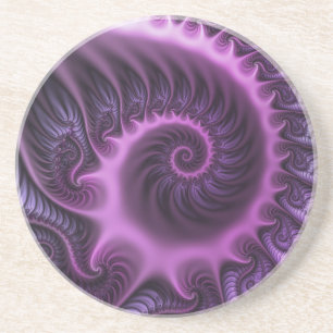Dessous De Verre En Grès Vivid Cool Abstrait rose violet Fractal Art Spiral