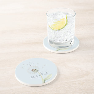 Dessous De Verre En Grès Vœu de fleur de pissenlit bleu