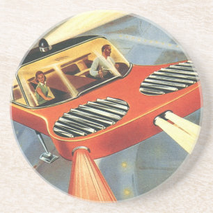 Dessous De Verre En Grès Voiture volante de science-fiction vintage