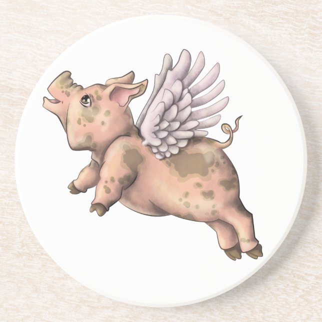 Dessous De Verre En Grès Voler des cochons (Devant)