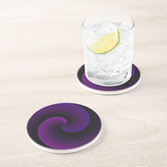 Dessous De Verre En Grès Vortex pourpre (Côté)