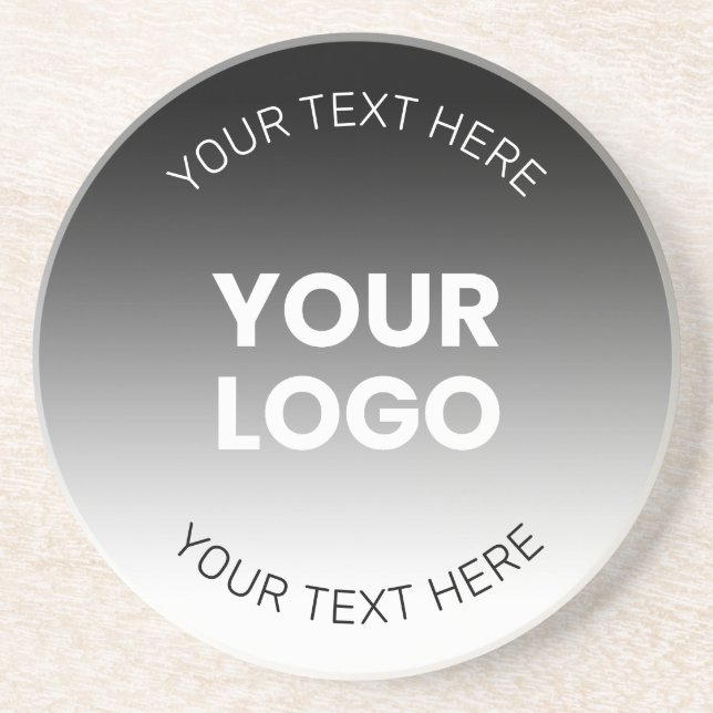 Dessous De Verre En Grès Votre logo | Dégradé noir & blanc moderne modifiab (Devant)