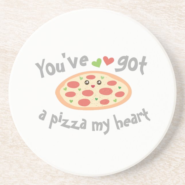 Dessous De Verre En Grès Vous avez une pizza Mon coeur mignon Amour Pun (Devant)