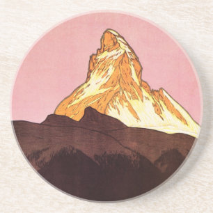 Dessous De Verre En Grès Voyage vintage, Mont Matterhorn, Suisse