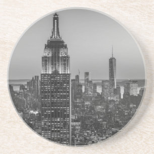 Dessous De Verre En Grès Vue aérienne en noir et blanc de New York City Nig