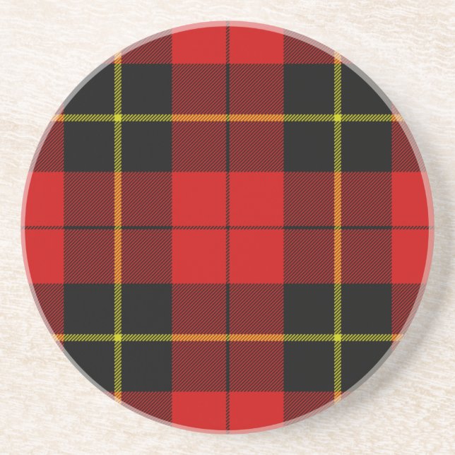 Dessous De Verre En Grès Wallace tartan rouge noir plaid (Devant)