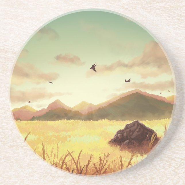 Dessous De Verre En Grès Wheat fields at sunrise (Devant)