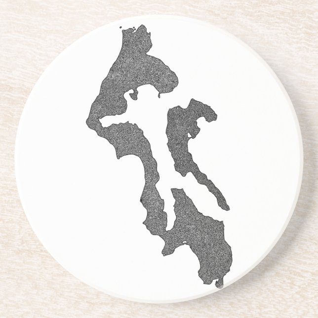 Dessous De Verre En Grès Whidbey Island Island County Map Design (Devant)